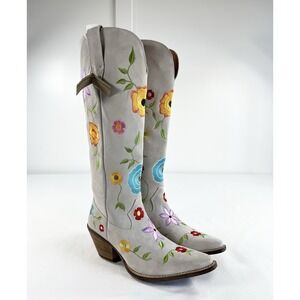 New Dingo Flower Power Embroidered Suede Tall Western Cowgirl Boot Women's 10M